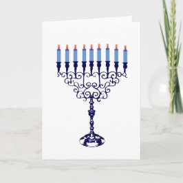 Cartes Pour Fêtes Annuelles Hanoukka bleue Menorah