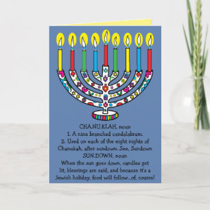 Cartes Pour Fêtes Annuelles Hanoukka Chanukiah Funny Menorah