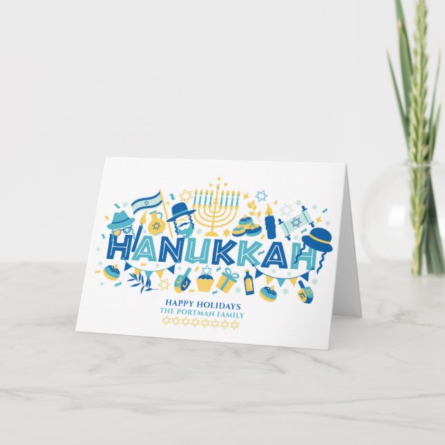 Cartes Pour Fêtes Annuelles Hanoukka Happy Holidays Nom personnalisé (Devant)