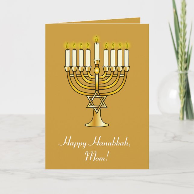 Cartes Pour Fêtes Annuelles Hanoukka heureuse avec Menorah : Maman (Devant)