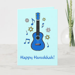 Cartes Pour Fêtes Annuelles Hanoukka heureux avec l'ukulélé et les étoiles