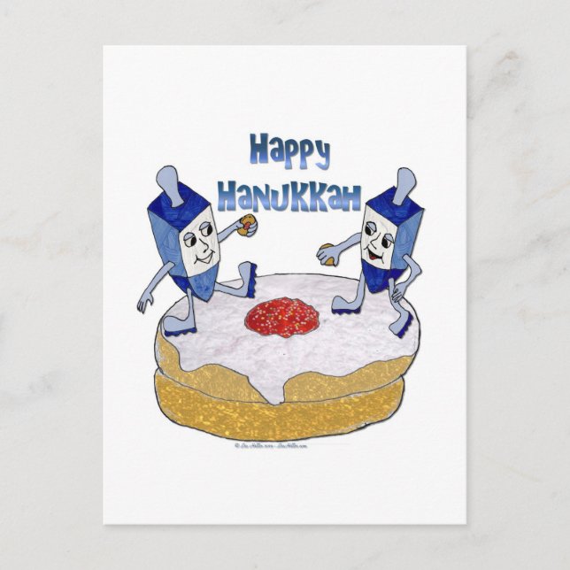 Cartes Pour Fêtes Annuelles Hanoukka heureux dansant le beignet de gelée de (Devant)