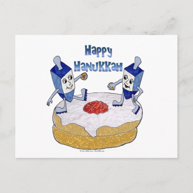 Cartes Pour Fêtes Annuelles Hanoukka heureux dansant le beignet de gelée de (Devant)