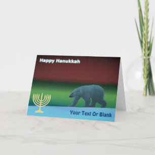 Cartes Pour Fêtes Annuelles Hanoukka heureux - Lumières polaires Ours polaire