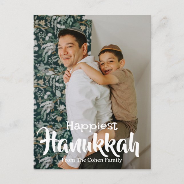 Cartes Pour Fêtes Annuelles Hanoukka joyeux | Photo de famille Hanoukka simple (Devant)