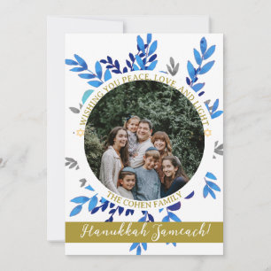 Cartes Pour Fêtes Annuelles Hanoukka joyeux   Photo de famille Hanoukka simple