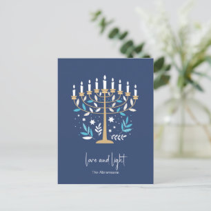 Cartes Pour Fêtes Annuelles Hanoukka Love & Light Floral Menorah