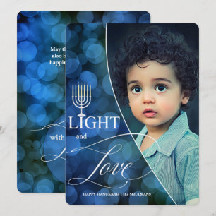 Cartes Pour Fêtes Annuelles Hanoukka Lumière et amour avec nom et photo
