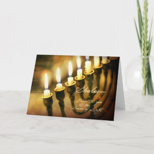 Cartes Pour Fêtes Annuelles Hanoukka Menorah allume Shalom, paix à vous