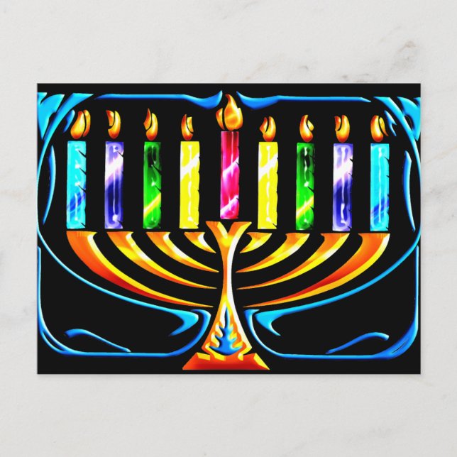 Cartes Pour Fêtes Annuelles Hanoukka Menorah - Chanukah Menorah (Devant)