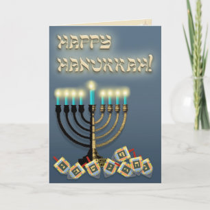 Cartes Pour Fêtes Annuelles Hanoukka Menorah et Dreidels
