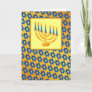 Cartes Pour Fêtes Annuelles Hanoukka Menorah et Star Of David Card