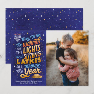 Cartes Pour Fêtes Annuelles Hanoukka photo Light et Latkes One
