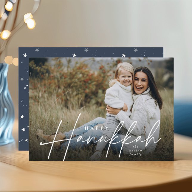 Cartes Pour Fêtes Annuelles Hanoukka pleine photo avec courbe esquissée (Créateur téléchargé)