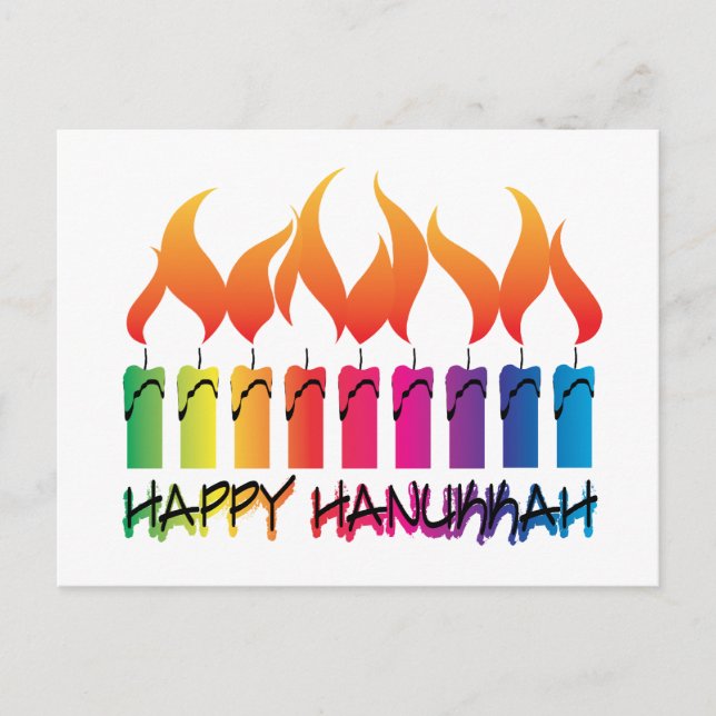 Cartes Pour Fêtes Annuelles Hanoukka Rainbow Menorah (Devant)