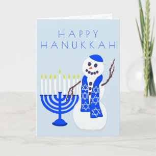 Cartes Pour Fêtes Annuelles Hanoukka Snowman Personnalisé sur toute l'impressi