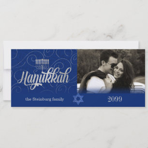 Cartes Pour Fêtes Annuelles Hanoukka souhaite une année personnalisée photo bl