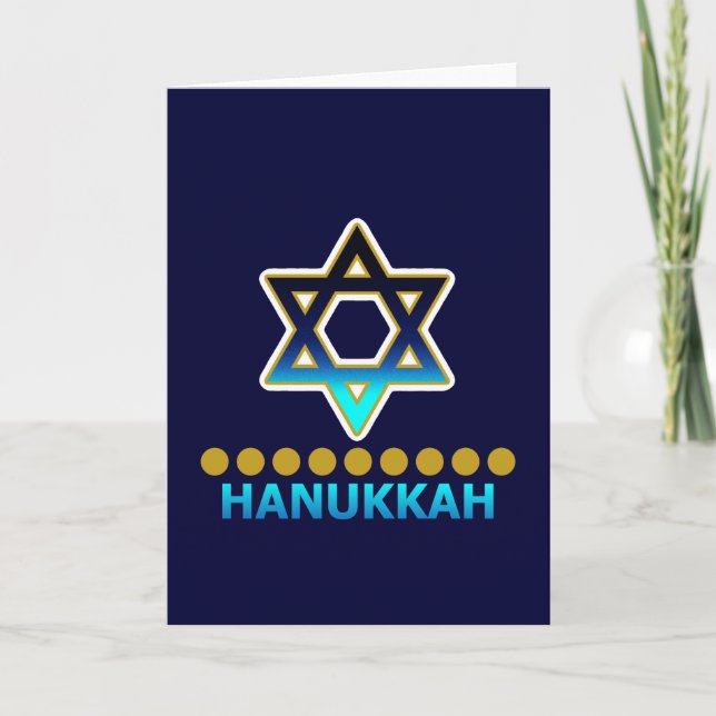 Cartes Pour Fêtes Annuelles Hanoukka Star De David Menorah (Devant)