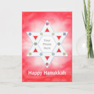 Cartes Pour Fêtes Annuelles Hanoukka Star et Snowflakes Red pour la photo