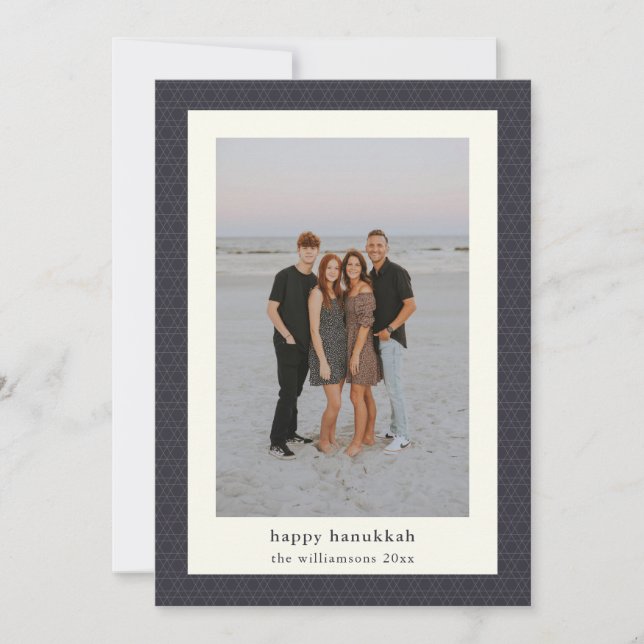 Cartes Pour Fêtes Annuelles Hanoukka Star moderne Elegant Navy Blue Photo (Devant)