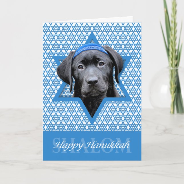 Cartes Pour Fêtes Annuelles Hanoukka Star of David - Black Labrador (Devant)