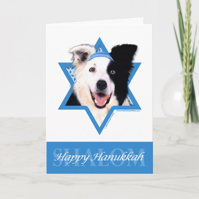 Cartes Pour Fêtes Annuelles Hanoukka Star of David - Border Collie (Devant)