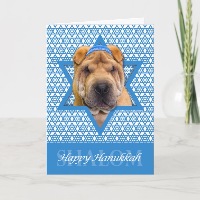 Cartes Pour Fêtes Annuelles Hanoukka Star of David - Chinese Shar Pei (Devant)