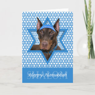 Cartes Pour Fêtes Annuelles Hanoukka Star of David - Doberman - Rocky