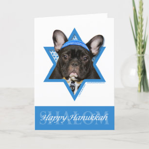 Cartes Pour Fêtes Annuelles Hanoukka Star of David - French Bulldog - Turquois
