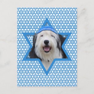 Cartes Pour Fêtes Annuelles Hanoukka Star of David - Old English Sheepdog