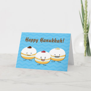 Cartes Pour Fêtes Annuelles Hanoukka Sufganiyot Jelly juive Rempli Donut
