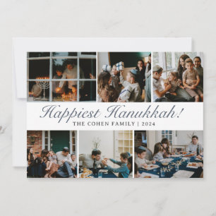 Cartes Pour Fêtes Annuelles Hanoukka Typographie Famille bleue photo Collage