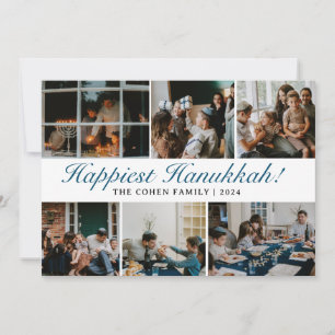 Cartes Pour Fêtes Annuelles Hanoukka Typographie Famille bleue photo Collage