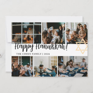 Cartes Pour Fêtes Annuelles Hanoukka Typographie Famille bleue photo Collage