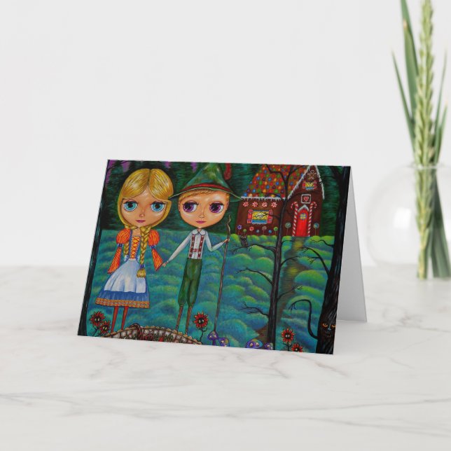 Cartes Pour Fêtes Annuelles Hansel et Gretel Dolls Gingerbread House (Devant)
