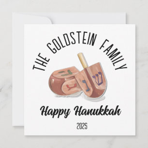 Cartes Pour Fêtes Annuelles Hanukkah juif Chanuka Nom de famille personnalisé