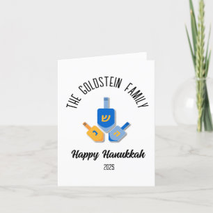 Cartes Pour Fêtes Annuelles Hanukkah juif Chanuka Nom de famille personnalisé