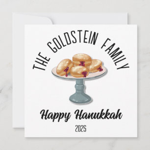 Cartes Pour Fêtes Annuelles Hanukkah juif Chanuka Nom de famille personnalisé