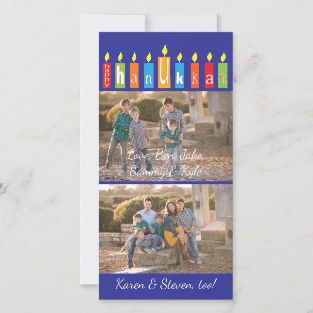 Cartes Pour Fêtes Annuelles Hanukkah Photo Card with white Enveloppe "Candles" (Devant)