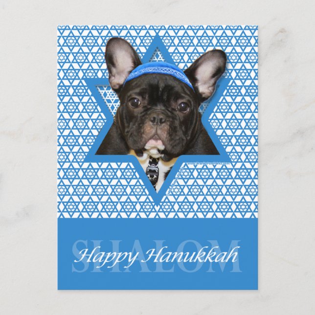 Cartes Pour Fêtes Annuelles Hanukkah Star of David - French Bulldog (Devant)