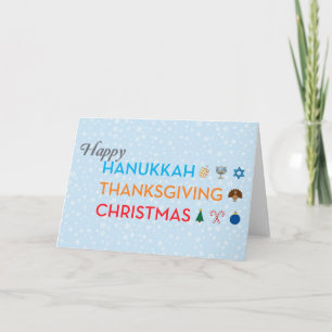 Cartes Pour Fêtes Annuelles Hanukkah, Thanksgiving, Christmas Card