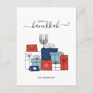 Cartes Pour Fêtes Annuelles Hanukkah Toxits & Menorah Holiday Postcard