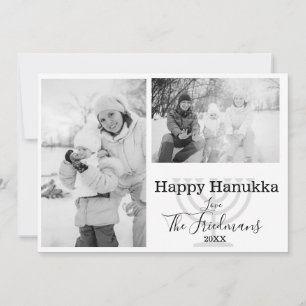 Cartes Pour Fêtes Annuelles Happ Hanukka Famille 2 Photo Noir Blanc