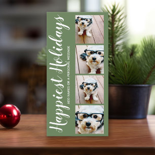 Cartes Pour Fêtes Annuelles Happiest Holidays 4 Photo Collage Vert Noël