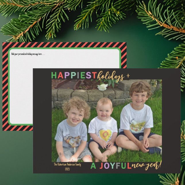 Cartes Pour Fêtes Annuelles Happiest Holidays & A Joyful New Year Photo (Créateur téléchargé)