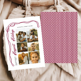 Cartes Pour Fêtes Annuelles Happiest Holidays Bow Family 6 Photos Plaid