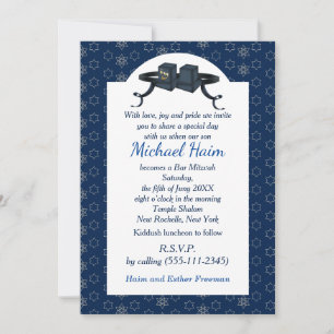 Cartes Pour Fêtes Annuelles Happy Bar Mitzvah 20XX Tefillin Star Personnalisé