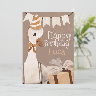 Cartes Pour Fêtes Annuelles Happy Birthday Card Goose with birthday gift