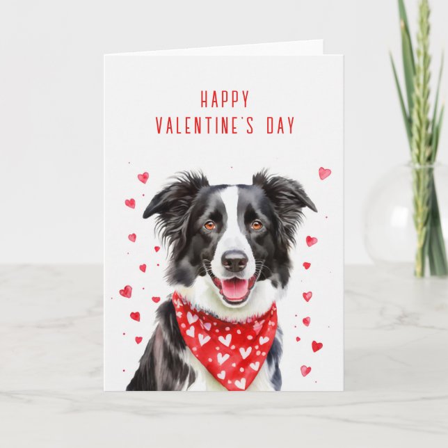 Cartes Pour Fêtes Annuelles Happy Border Collie Read Heart Bandana Valentine (Devant)