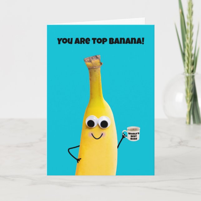 Cartes Pour Fêtes Annuelles Happy Boss's Day Top Humour banane (Devant)